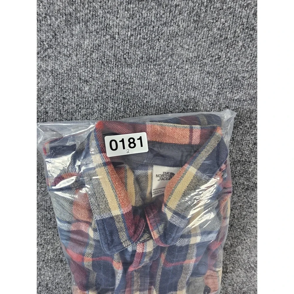 North Face Shirt Mens Large Blue Red Yellow Plaid‎ Flannel Button Up Outdoors